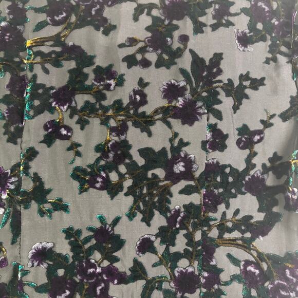 Burnout Velvet Vintage 90s Short Sleeve Button Front Blouse - Picture 10 of 10